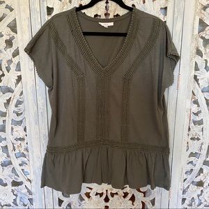 Moda Olive Green Top Crochet xxl